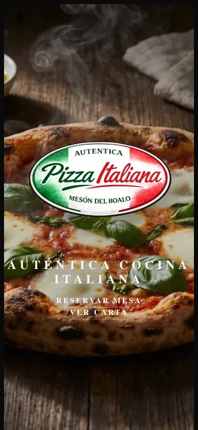 Web responsive de Auténtica Pizza Mesón del Boalo en un teléfono móvil